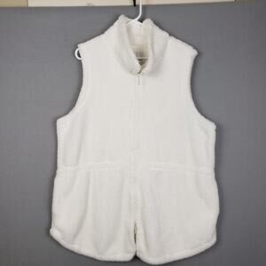 Tommy Bahama Women's XL Sherpa Fleece Zip Up Vest Cream Cozy Winter Gorpcore‎